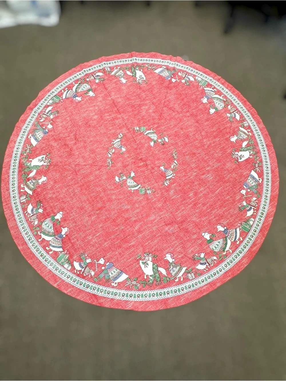 Sunweave Round Festive Country Goose Tablecloth Christmas 68”x68” Cottagecore